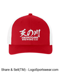Amanogawa Brewing Co Trucker Hat (Red/White) Design Zoom